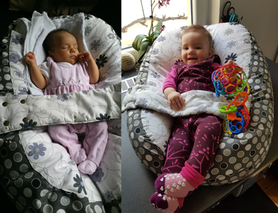 Mama Corinna: Unsere Tochter (7 Monate) ist immer noch total begeistert von ihrem Sitzkissen.